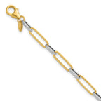 Leslie's 14K w/White Rhod Polished/Textured Fancy Link Bracelet