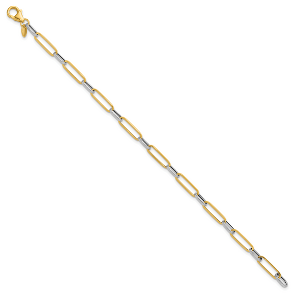 Leslie's 14K w/White Rhod Polished/Textured Fancy Link Bracelet - Image 2