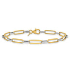 Leslie's 14K w/White Rhod Polished/Textured Fancy Link Bracelet - Image 3