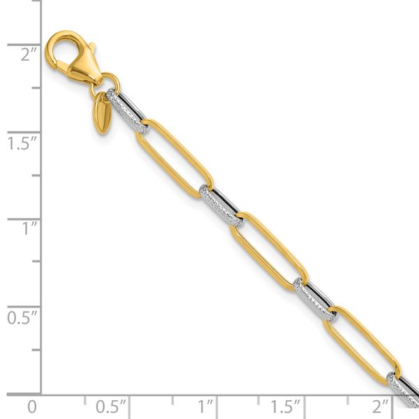 Leslie's 14K w/White Rhod Polished/Textured Fancy Link Bracelet - Image 5