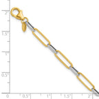 Leslie's 14K w/White Rhod Polished/Textured Fancy Link Bracelet - Image 5