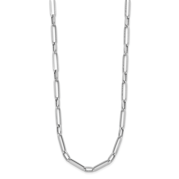 Leslie's 14K White Gold Polished and Textured Fancy Link Necklace - Image 2