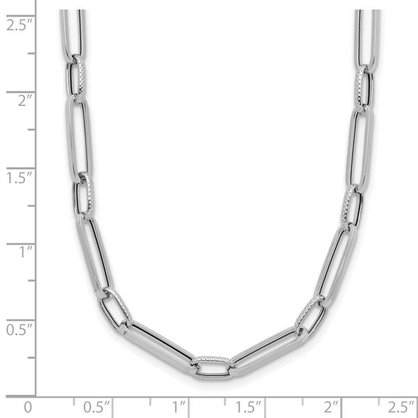 Leslie's 14K White Gold Polished and Textured Fancy Link Necklace - Image 5