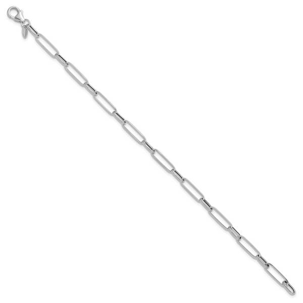 Leslie's 14K White Gold Polished/Textured Fancy Link Bracelet - Image 2