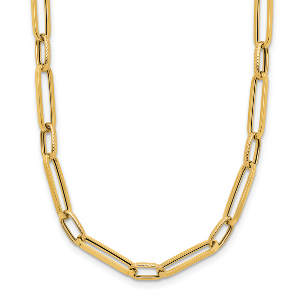 Leslie's 14K Polished and Textured Fancy Link Necklace