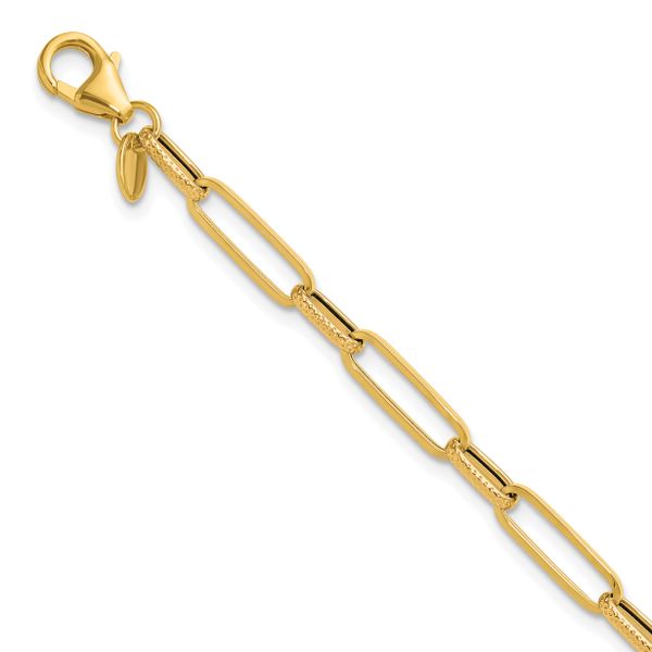 Leslie's 14K Polished/Textured Fancy Link Bracelet