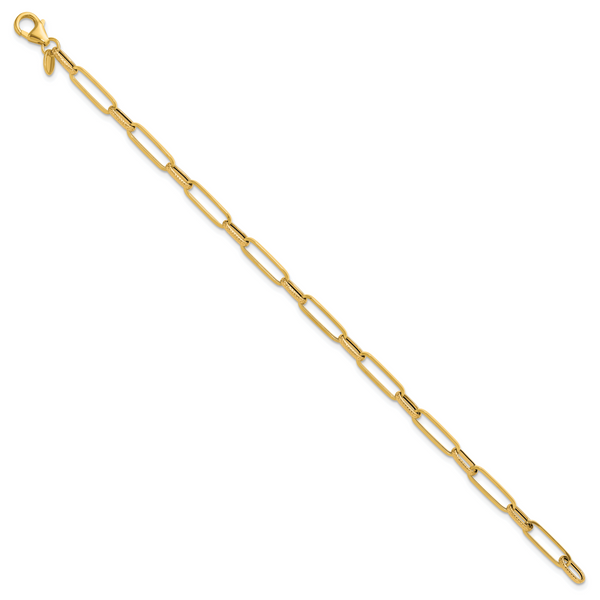 Leslie's 14K Polished/Textured Fancy Link Bracelet - Image 2
