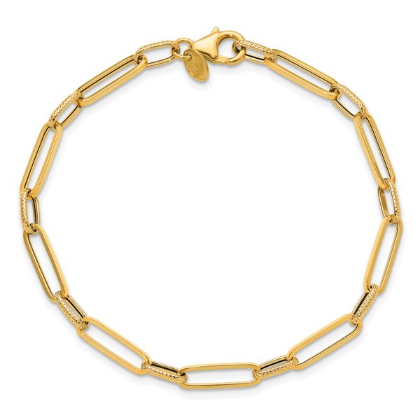 Leslie's 14K Polished/Textured Fancy Link Bracelet - Image 4