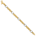 Leslie's 14K Two-tone Polished and Textured Fancy Link Bracelet - Image 2