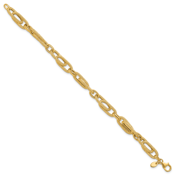 Leslie's 14K Polished and Textured Fancy Link Bracelet - Image 2