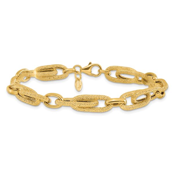 Leslie's 14K Polished and Textured Fancy Link Bracelet - Image 3