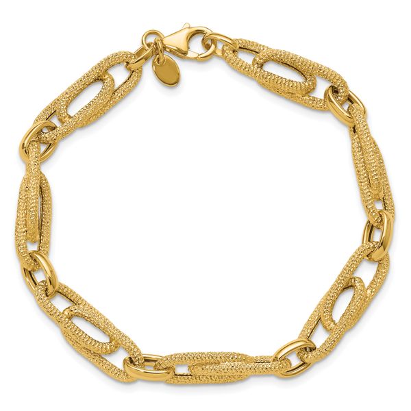 Leslie's 14K Polished and Textured Fancy Link Bracelet - Image 4