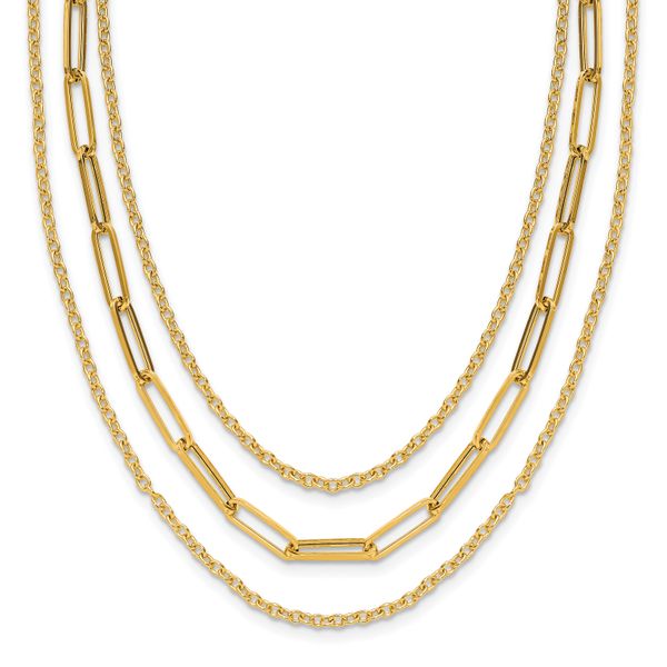 Leslie's 14K Polished 3-strand Fancy Link Necklace