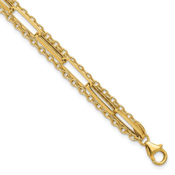 Leslie's 14K Polished 3-strand Fancy Link Bracelet