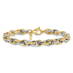 Leslie's 14K Two-tone Polished and Textured Fancy Link Bracelet - Image 3
