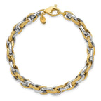 Leslie's 14K Two-tone Polished and Textured Fancy Link Bracelet - Image 4