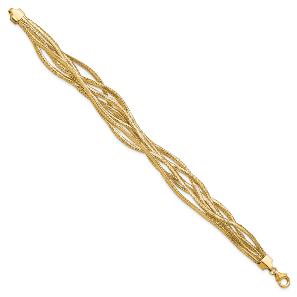 Leslie's 14K Polished Mesh Diamond-cut 4-strand Wave Bracelet - Image 2