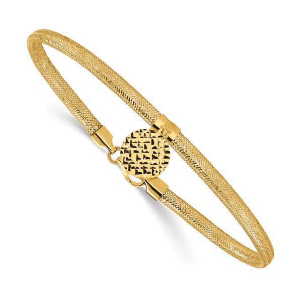 Leslie's 14K Polished Stretch/Mesh Diamond-cut Disc Bracelet - Image 3