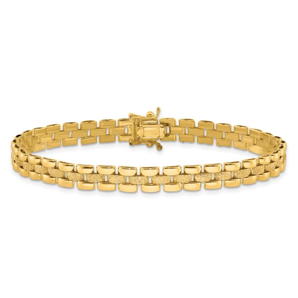 Leslie's 14K Polished and Textured Fancy Link Bracelet - Image 3