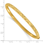 14K Satin and Diamond-cut Hinged Bangle - Image 3
