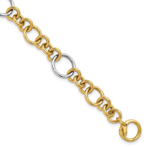 Leslie's 14K Two-Tone Polished Circle Links Bracelet