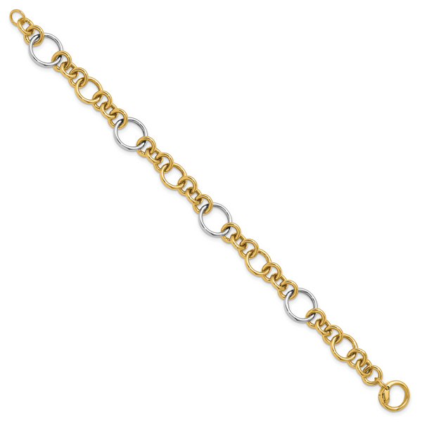Leslie's 14K Two-Tone Polished Circle Links Bracelet - Image 2