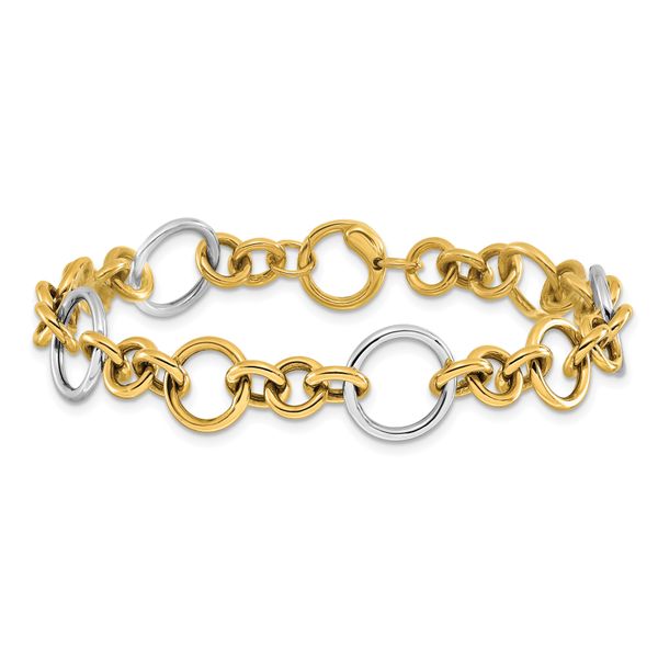 Leslie's 14K Two-Tone Polished Circle Links Bracelet - Image 3