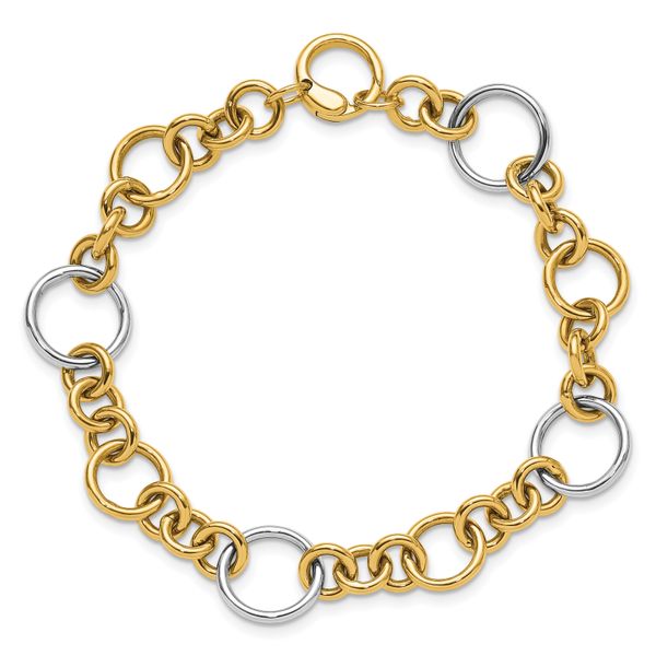 Leslie's 14K Two-Tone Polished Circle Links Bracelet - Image 4