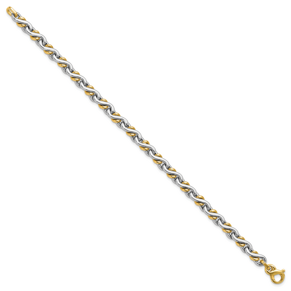 Leslie's 14K Two-Tone Polished Fancy Link Bracelet - Image 2