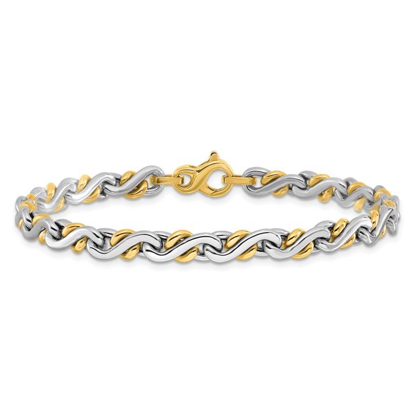 Leslie's 14K Two-Tone Polished Fancy Link Bracelet - Image 3
