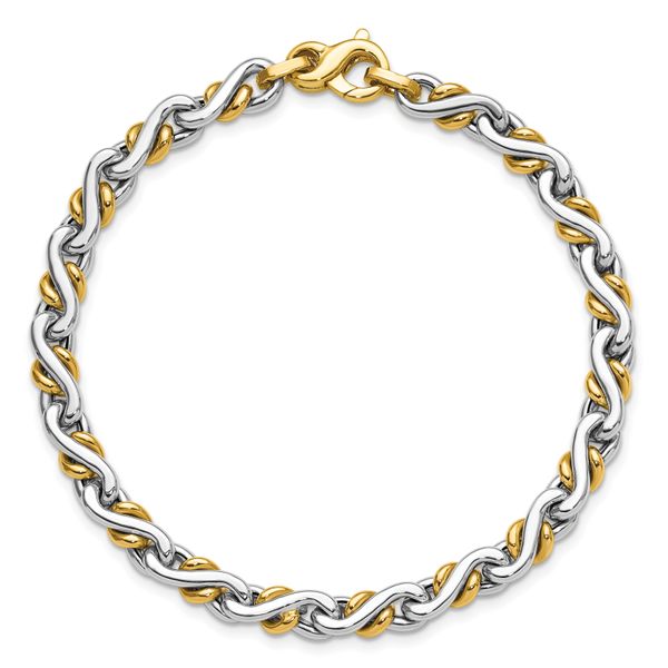 Leslie's 14K Two-Tone Polished Fancy Link Bracelet - Image 4