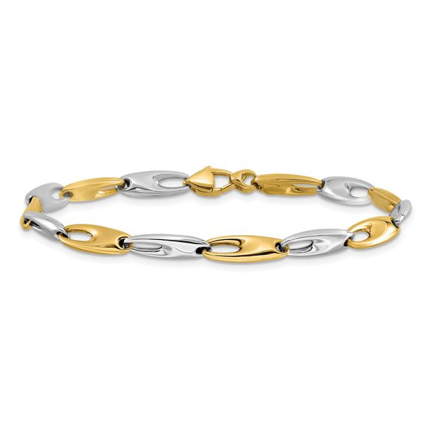 Leslie's 14K Two-Tone Polished Fancy Link Bracelet - Image 3