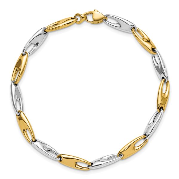 Leslie's 14K Two-Tone Polished Fancy Link Bracelet - Image 4