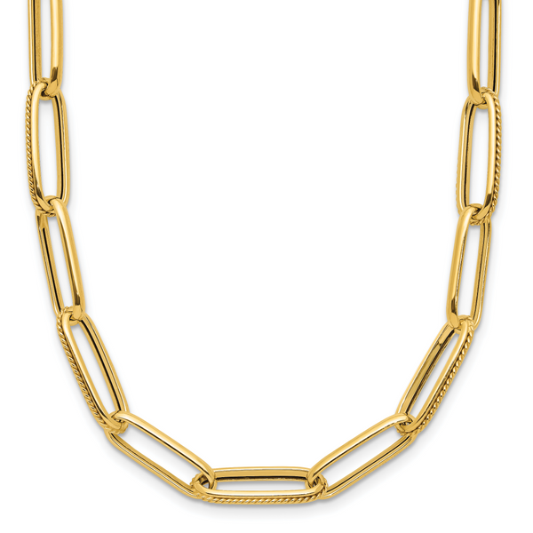 Leslie's 14K Polished and Textured Fancy Link Necklace