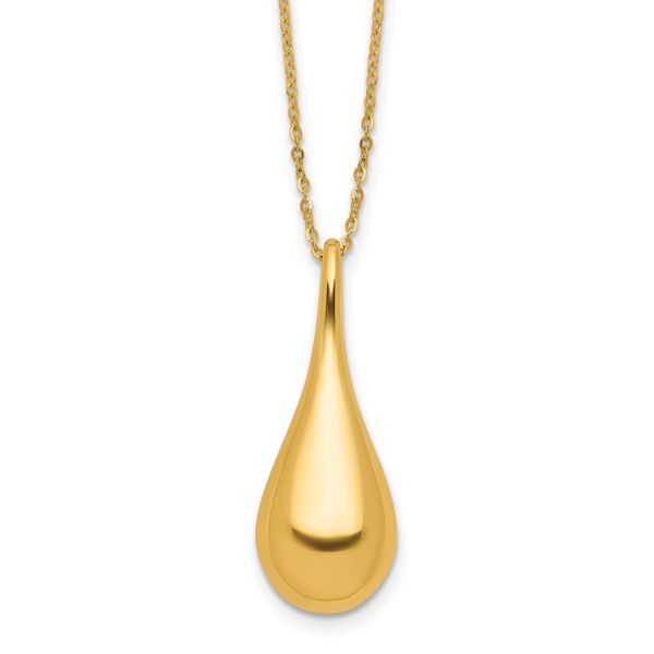 Leslie's 14K Polished Teardrop 16in w/2in ext. Necklace