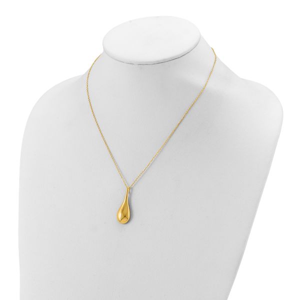 Leslie's 14K Polished Teardrop 16in w/2in ext. Necklace - Image 4
