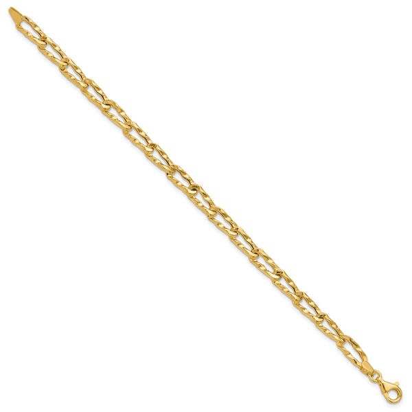 Leslie's 14K Polished and Hammered Fancy Link Bracelet - Image 2