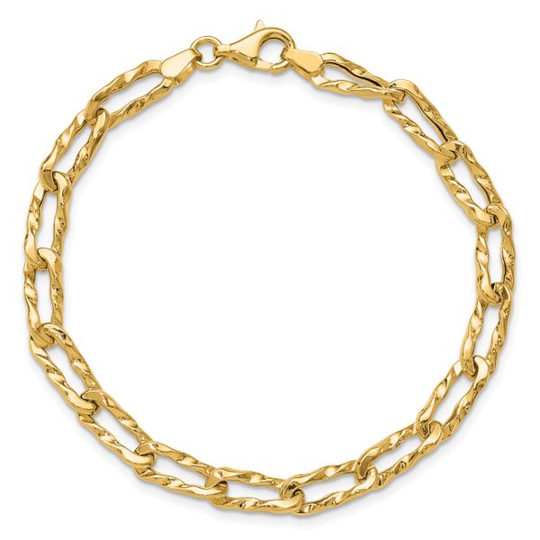 Leslie's 14K Polished and Hammered Fancy Link Bracelet - Image 4