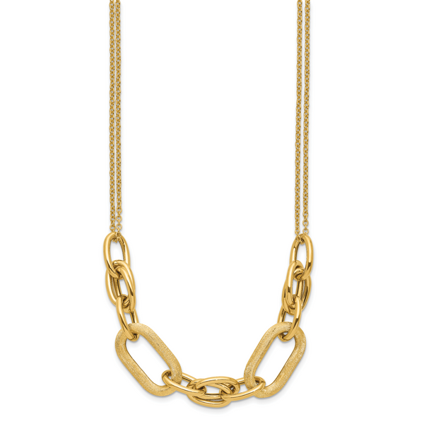 Leslie's 14K Polished and Satin 2-strand Fancy Link with 1in ext. Necklace - Image 2