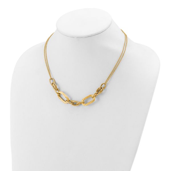 Leslie's 14K Polished and Satin 2-strand Fancy Link with 1in ext. Necklace - Image 3