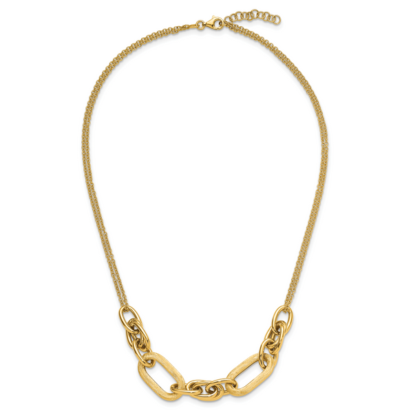Leslie's 14K Polished and Satin 2-strand Fancy Link with 1in ext. Necklace - Image 4