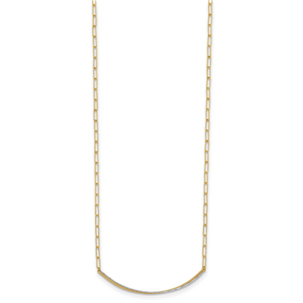 Leslie's 14K w/Rhodium Polished and Diamond-cut Bar Necklace - Image 2