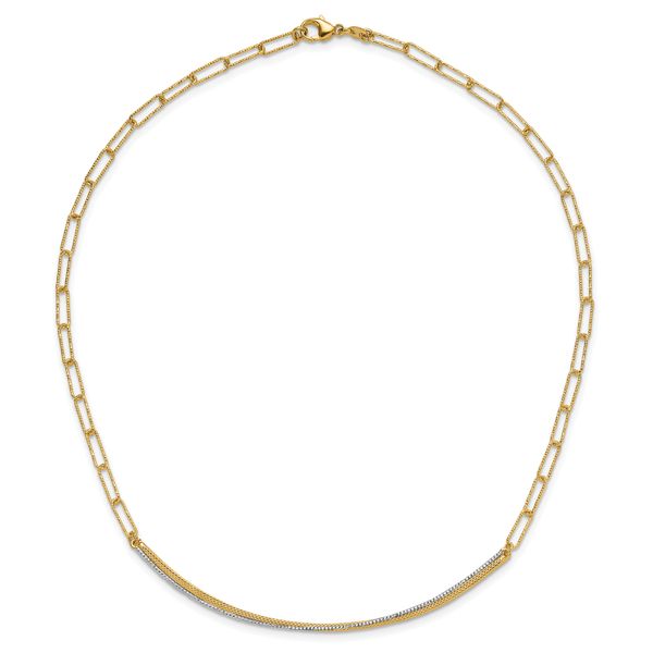 Leslie's 14K w/Rhodium Polished and Diamond-cut Bar Necklace - Image 4