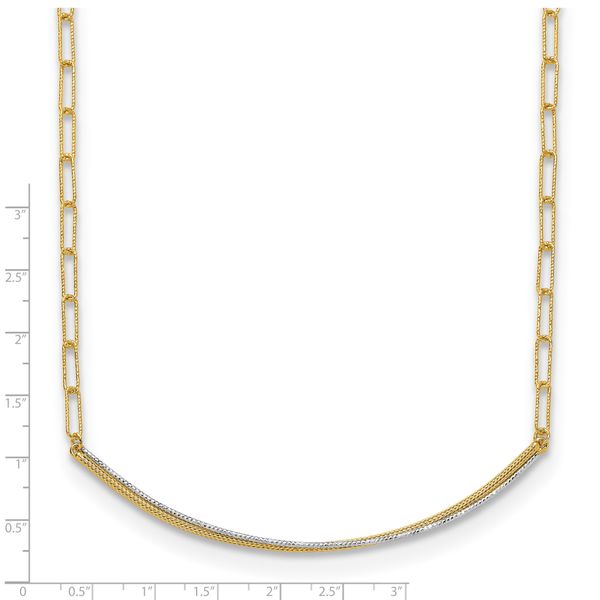 Leslie's 14K w/Rhodium Polished and Diamond-cut Bar Necklace - Image 5