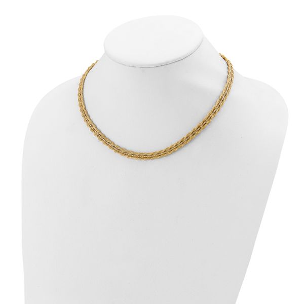 Leslie's 14K Polished/Textured and Diamond-cut Necklace - Image 3