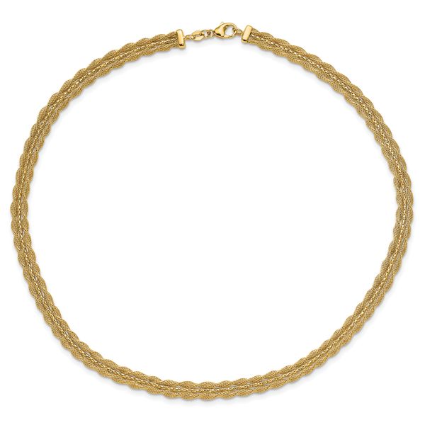 Leslie's 14K Polished/Textured and Diamond-cut Necklace - Image 4