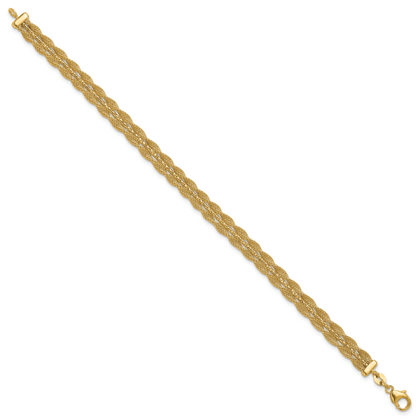 Leslie's 14K Polished/Textured and Diamond-cut Bracelet - Image 2
