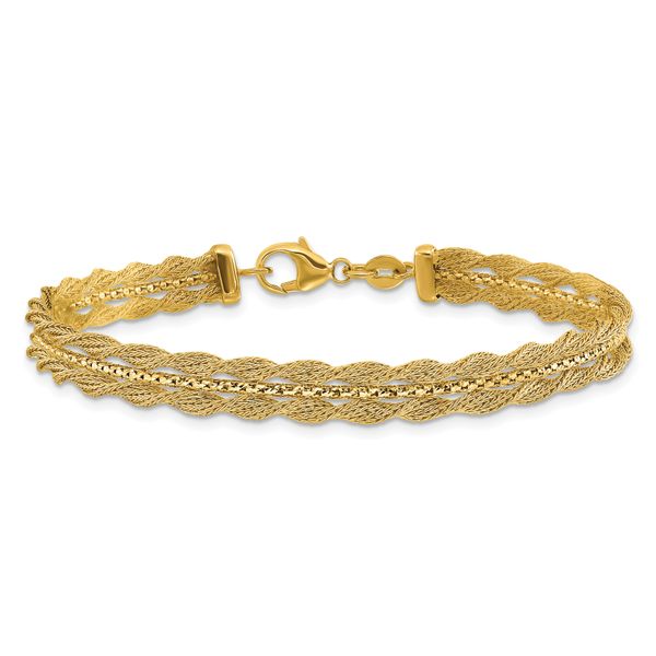 Leslie's 14K Polished/Textured and Diamond-cut Bracelet - Image 3