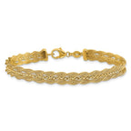 Leslie's 14K Polished/Textured and Diamond-cut Bracelet - Image 3