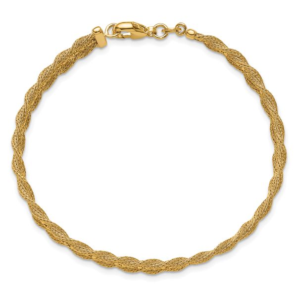 Leslie's 14K Polished/Textured and Diamond-cut Bracelet - Image 4